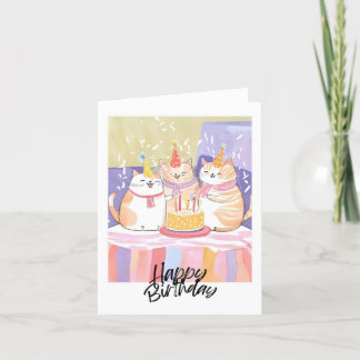 Cartes Pour Fêtes Annuelles fête d'anniversaire de 3 kittés