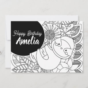 Cartes Pour Fêtes Annuelles Fête d'anniversaire de paresseux coloriage floral