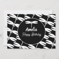 Fête d'anniversaire des libellules Noir Blanc  Col