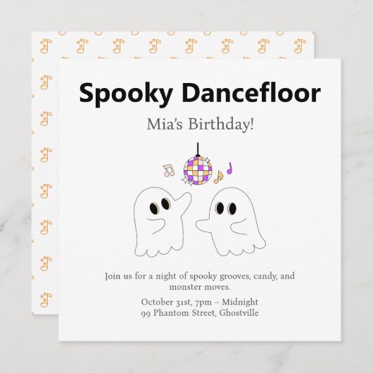 Cartes Pour Fêtes Annuelles Fête d'anniversaire d'Halloween | Éffrayant Dancef (Devant / Derrière)