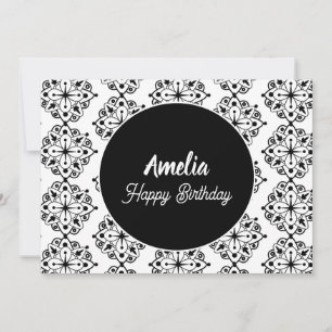 Cartes Pour Fêtes Annuelles Fête d'anniversaire Mandala Noir Blanc  Coloriage 