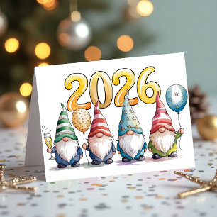 Cartes Pour Fêtes Annuelles Fête de célébration des Gnomes Mignons du Nouvel A