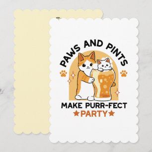 Cartes Pour Fêtes Annuelles Fête de la bière à thème félin Pattes et verres à