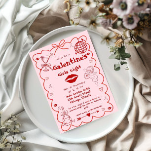Cartes Pour Fêtes Annuelles Fête de la Galentine : Soirée entre filles à thème