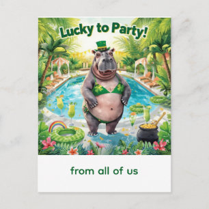 Cartes Pour Fêtes Annuelles Fête de la Saint-Patrick, fête hippo au bord de la