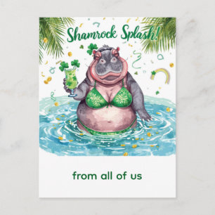 Cartes Pour Fêtes Annuelles Fête de la Saint-Patrick, fête hippo au bord de la