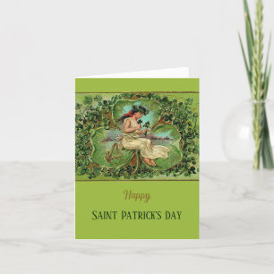 Cartes Pour Fêtes Annuelles Fête de la Saint-Patrick Fille Vintage avec des Tr