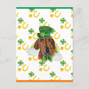 Cartes Pour Fêtes Annuelles Fête de la Saint-Patrick Trèfle de Dachshund Rouge