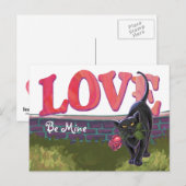 Cartes Pour Fêtes Annuelles Fête de la Saint-Valentin au chat noir (Devant / Derrière)