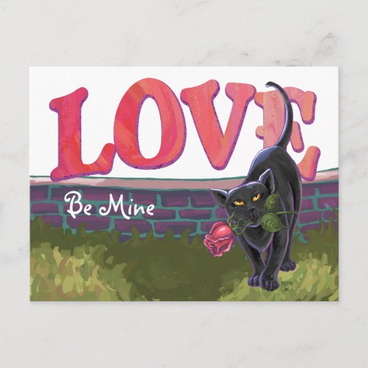 Cartes Pour Fêtes Annuelles Fête de la Saint-Valentin au chat noir (Devant)