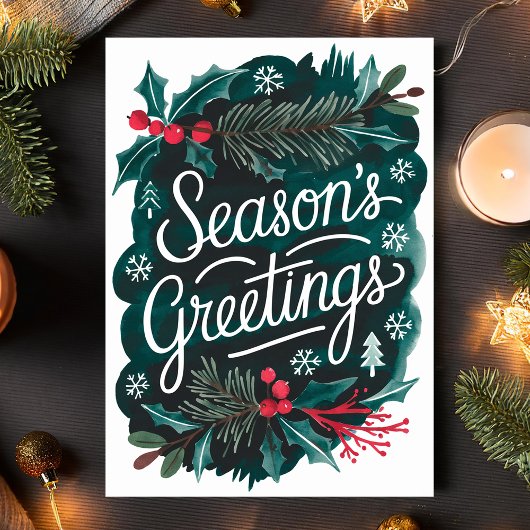 Cartes Pour Fêtes Annuelles Fête de la saison des salutations aquarelle