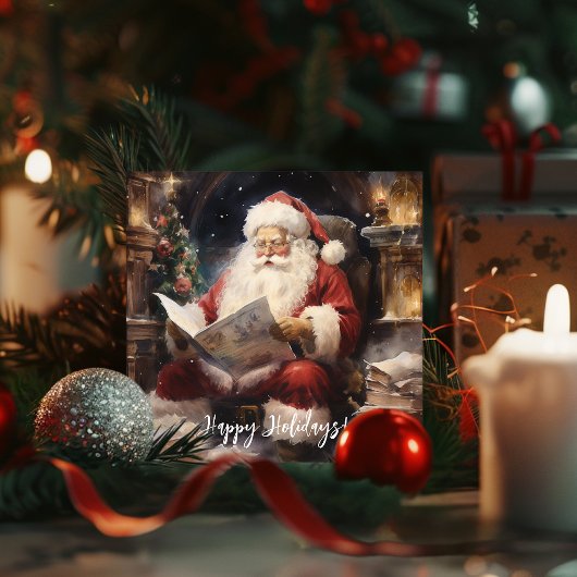 Cartes Pour Fêtes Annuelles Fête de l'aquarelle Père Noël