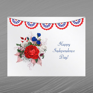 Cartes Pour Fêtes Annuelles Fête de l'Indépendance Rouge Bleu Patriotique Flor