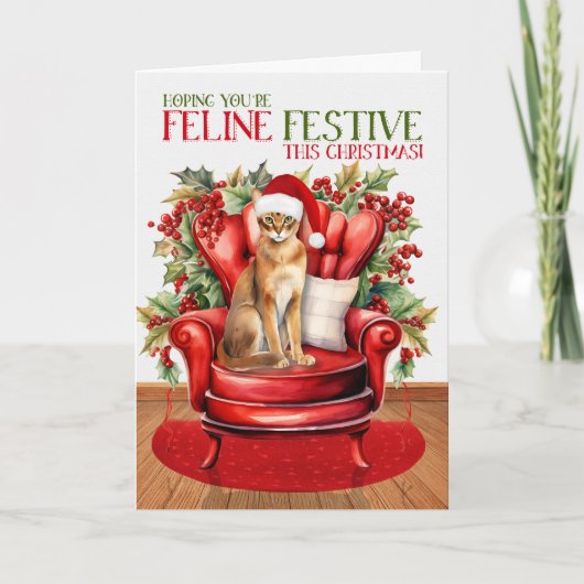 Cartes Pour Fêtes Annuelles Fête de Noël Abyssinian Cat FELINE (Devant)
