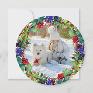 Cartes Pour Fêtes Annuelles Fête de Noël Aquarelle Florale Wreath Photo