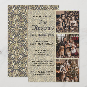 Cartes Pour Fêtes Annuelles Fête de Noël de famille en or vintage et sépia