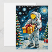 Cartes Pour Fêtes Annuelles Fête de Noël de l'astronaute (Devant / Derrière)