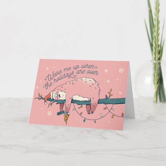 Cartes Pour Fêtes Annuelles Fête de Noël de Sloth Pizza (Devant)