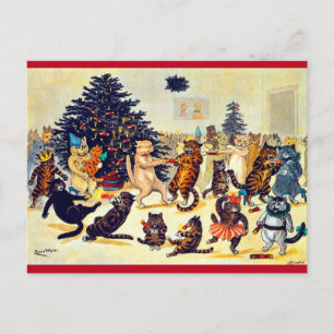 Cartes Pour Fêtes Annuelles Fête de Noël du chat, Louis Wain