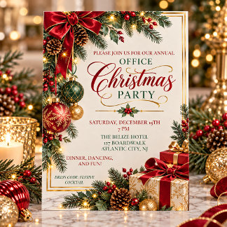 Cartes Pour Fêtes Annuelles Fête de Noël élégante de bureau en Bourgogne et Or