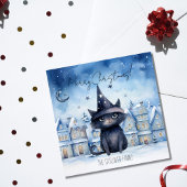 Cartes Pour Fêtes Annuelles Fête de Noël en chat noir mignonne