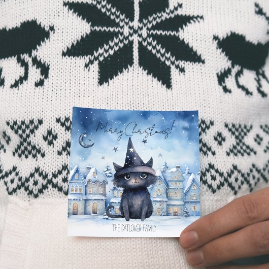 Cartes Pour Fêtes Annuelles Fête de Noël en chat noir mignonne
