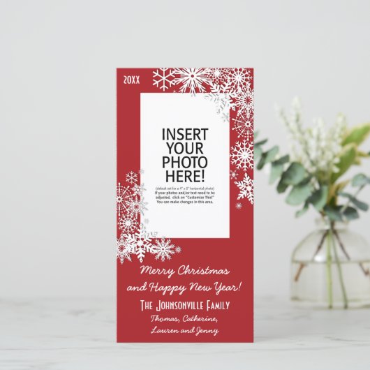 Cartes Pour Fêtes Annuelles Fête de Noël - Flèche-neige rouge (Debout devant)