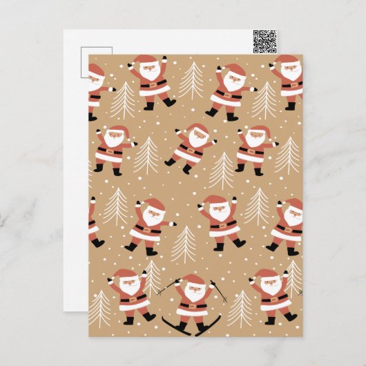 Cartes Pour Fêtes Annuelles Fête de Noël Père Noël Snowy (Devant / Derrière)