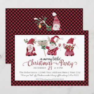 Cartes Pour Fêtes Annuelles Fête de Noël Petits Nains Rouges Aquarelle
