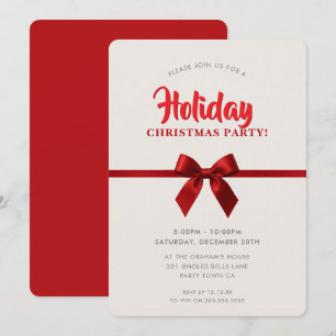 Cartes Pour Fêtes Annuelles FETE DE NOËL ruban rouge élégant moderne noeud pap
