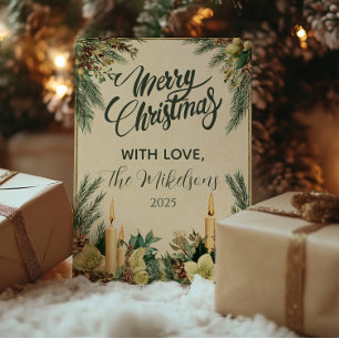 Cartes Pour Fêtes Annuelles Fête de Noël Russe à la bougie Pinecone