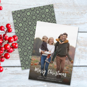 Cartes Pour Fêtes Annuelles Fête de Noël Vert Flocon de neige Élégant Motif