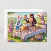 Cartes Pour Fêtes Annuelles Fête de Pâques dans le pré (Devant / Derrière)