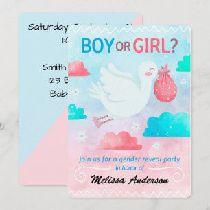 Cartes Pour Fêtes Annuelles Fête de révélation du sexe