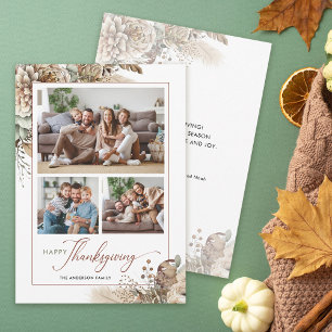 Cartes Pour Fêtes Annuelles Fête de Thanksgiving Florale Automnale Élégante 3