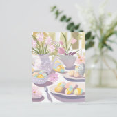 Cartes Pour Fêtes Annuelles Fête de thé à l'aquarelle de Pâques (Debout devant)