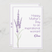 Cartes Pour Fêtes Annuelles Fête des mères aquarelle lavande (Devant / Derrière)
