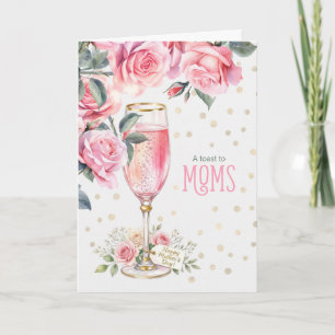 Cartes Pour Fêtes Annuelles Fête des Mères Champagne Rose et Roses Joie