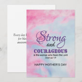 CARTES POUR FÊTES ANNUELLES FÊTE DES MÈRES CHRÉTIENNE FORTE ET COURAGEUSE (Devant / Derrière)