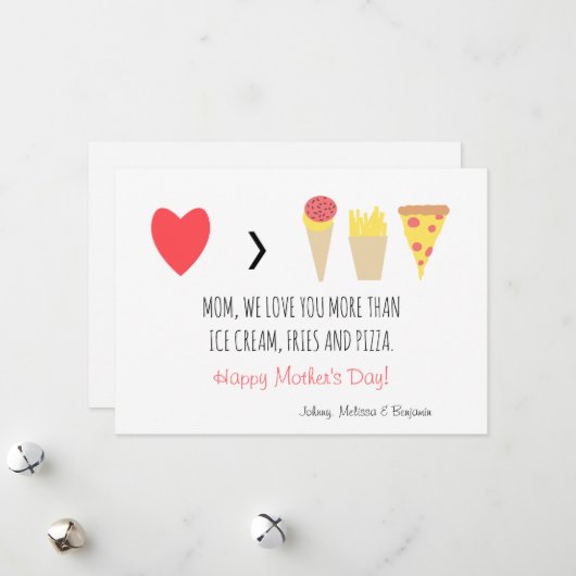 Cartes Pour Fêtes Annuelles Fête des Mères Cœur Rouge Amour Maman Drôle (Devant/Arrière en situation)