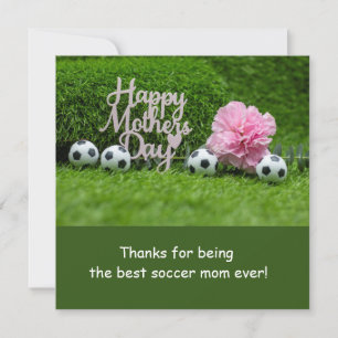 Cartes Pour Fêtes Annuelles Fête des mères de soccer avec une fleur carnation