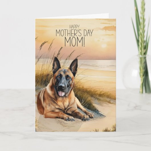 Cartes Pour Fêtes Annuelles Fête des Mères du Chien Malinois Belge Sunset Beac (Devant)