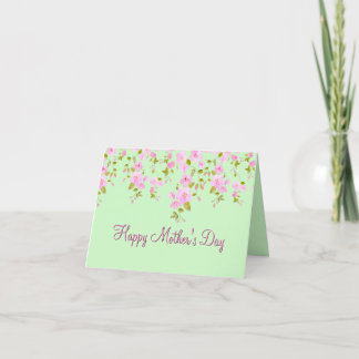 Cartes Pour Fêtes Annuelles Fête des Mères Fleur de cerisier rose et vert ment