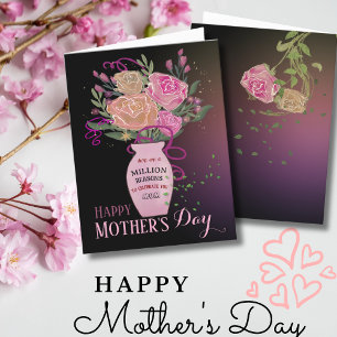Cartes Pour Fêtes Annuelles Fête des mères Fleurs roses avec message