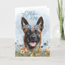 Fête des mères Fleurs sauvages de chiens malinois 