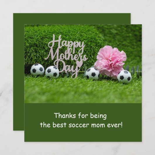 Cartes Pour Fêtes Annuelles Fête des mères foot avec fleur d'œillet rose (Devant / Derrière)