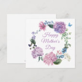 Cartes Pour Fêtes Annuelles Fête des mères Hydrangea Élégante florale (Devant / Derrière)