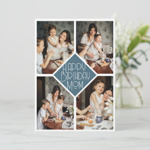 Cartes Pour Fêtes Annuelles Fête des Mères Minimaliste Bleu Ardoise Multi Phot