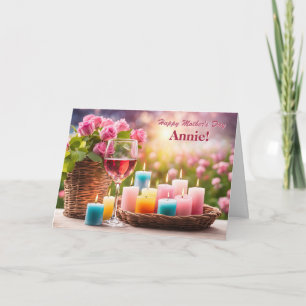 Cartes Pour Fêtes Annuelles Fête des Mères Nom personnalisé avec vin