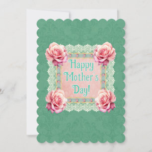Cartes Pour Fêtes Annuelles Fête des mères personnalisée de style vintage vert